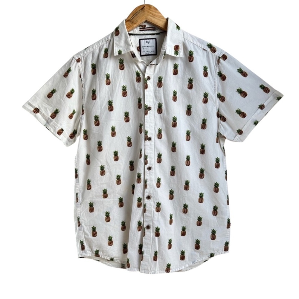 Denim and Flower | Pineapple Print Button-Up Shirt